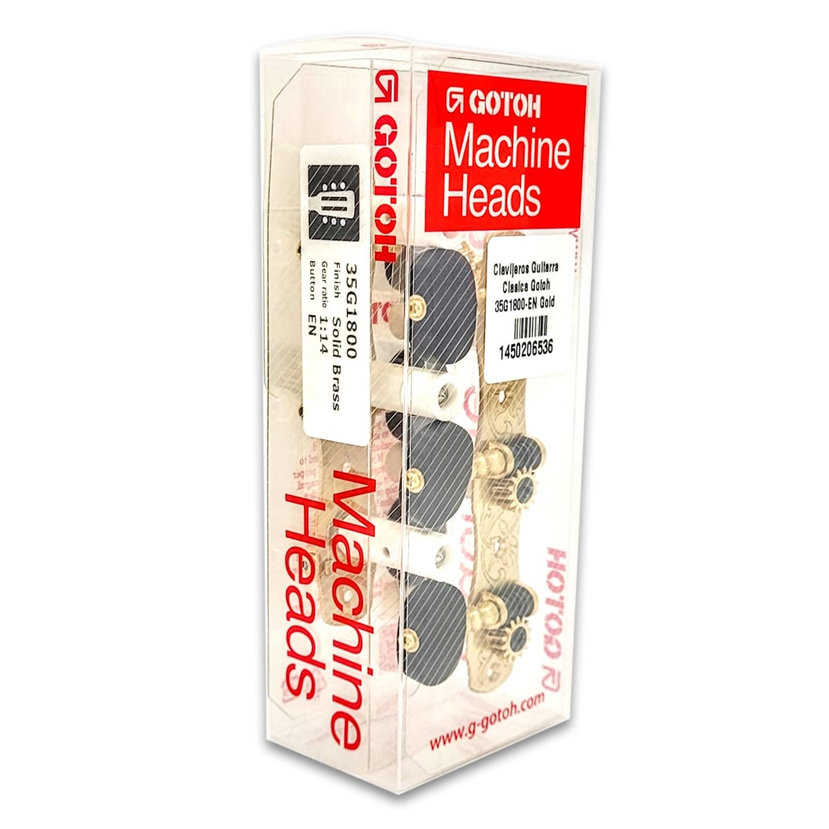 Clavijero Guitarra Clásica Gotoh 3L+3R Gold 35G1800-EN Bronce Sólido y Botón de Madera Ebano Negro7