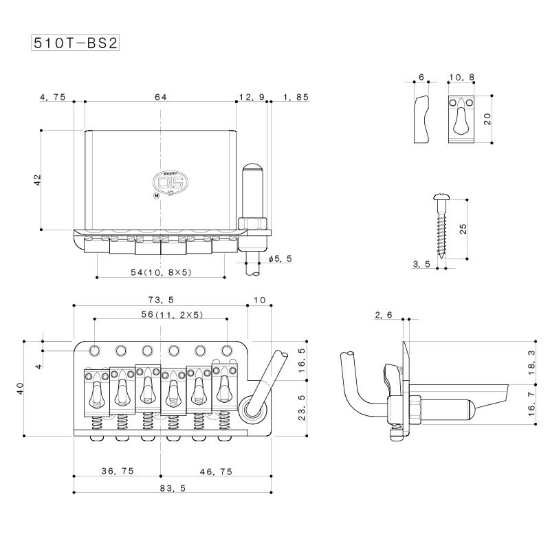 Tremolo Vintage Gotoh 510T-BS2 (54mm) Color Gold2