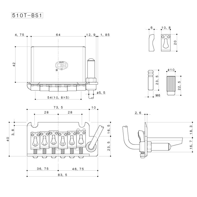 Tremolo Vintage Gotoh 510T-BS1 (54mm) Color Chrome2