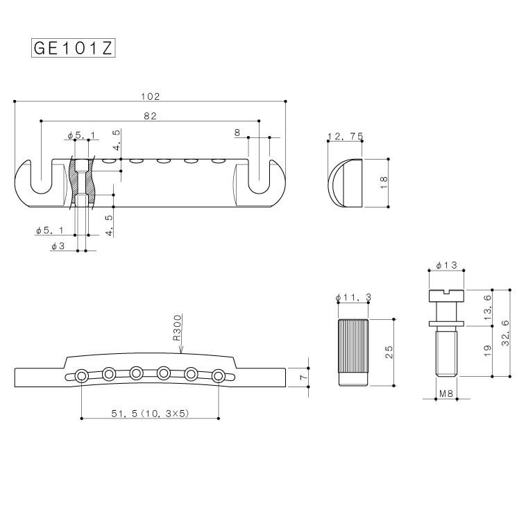 Tiracuerdas-Tailpiece Gotoh GE101Z Color Nickel1