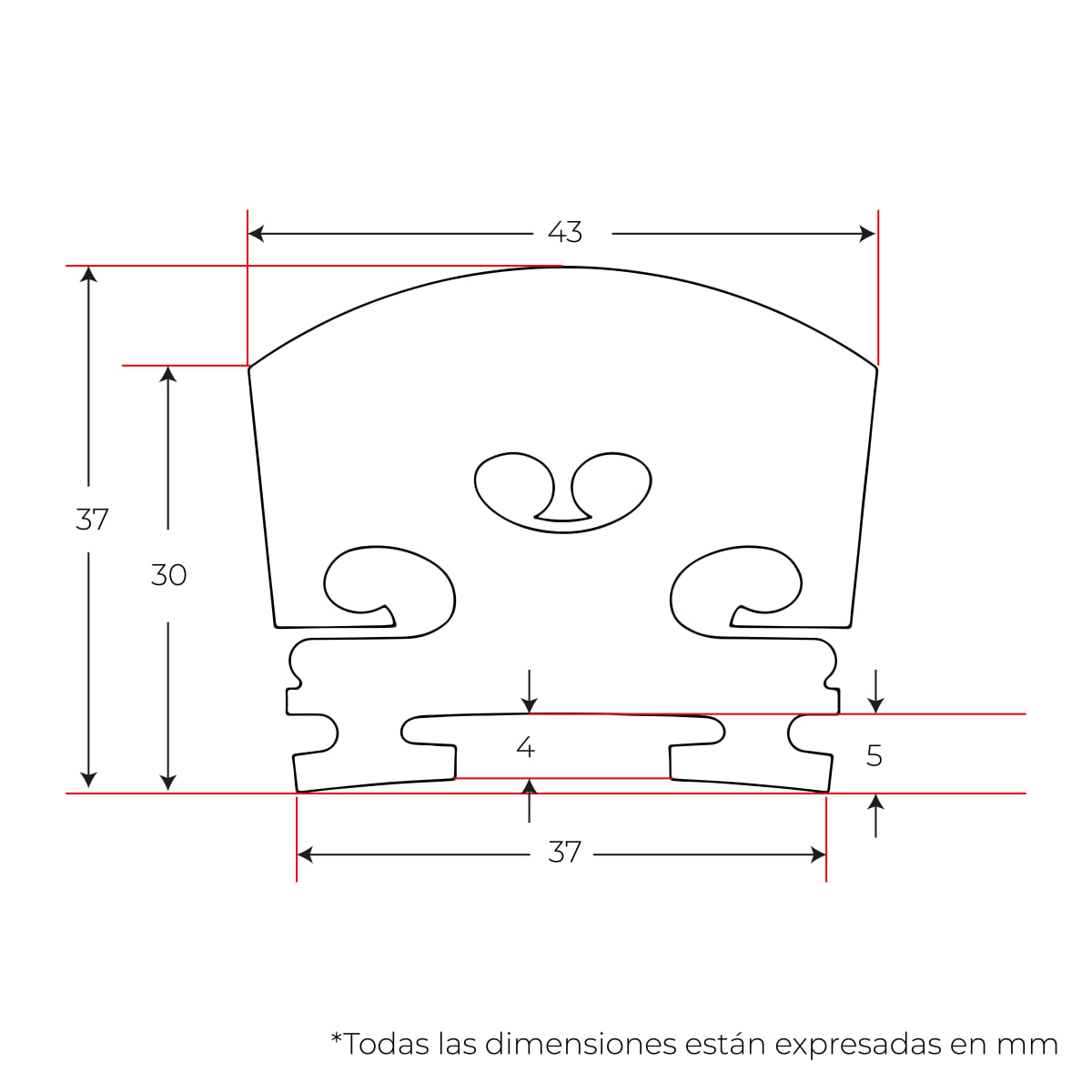 Puente de Arce Rizado AAA. Mod: Frances para Violin 1/22