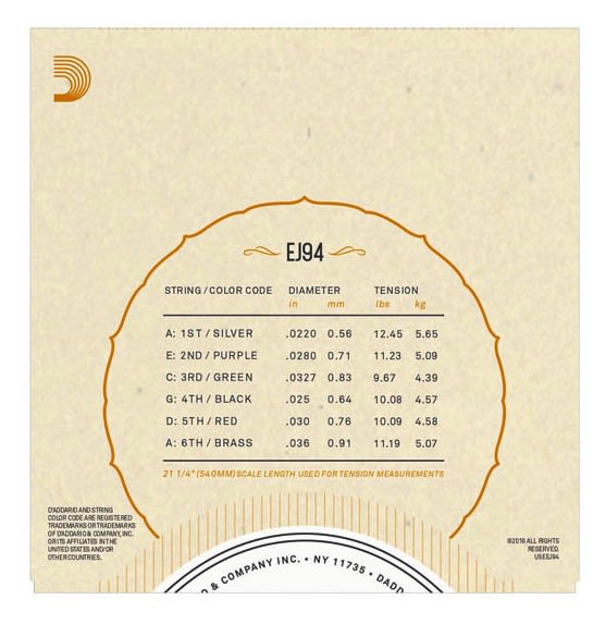 Cuerdas Para Guitarra Requinto Mod: EJ94 022-036 6 String Silver - Plated Copper3