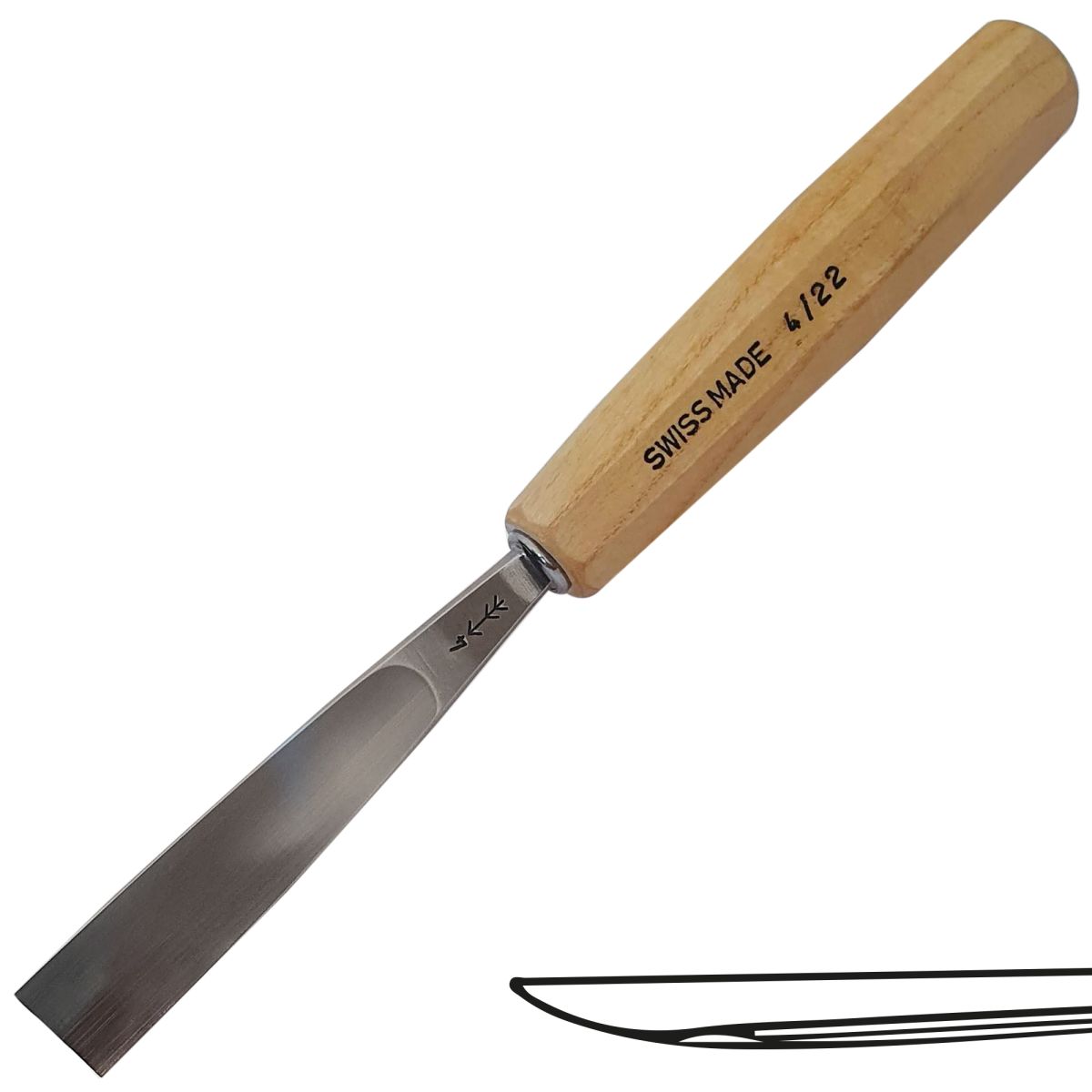 Gubia Pfeil 4 Semi Plana 22 mm de ancho para Tallado de Madera 0