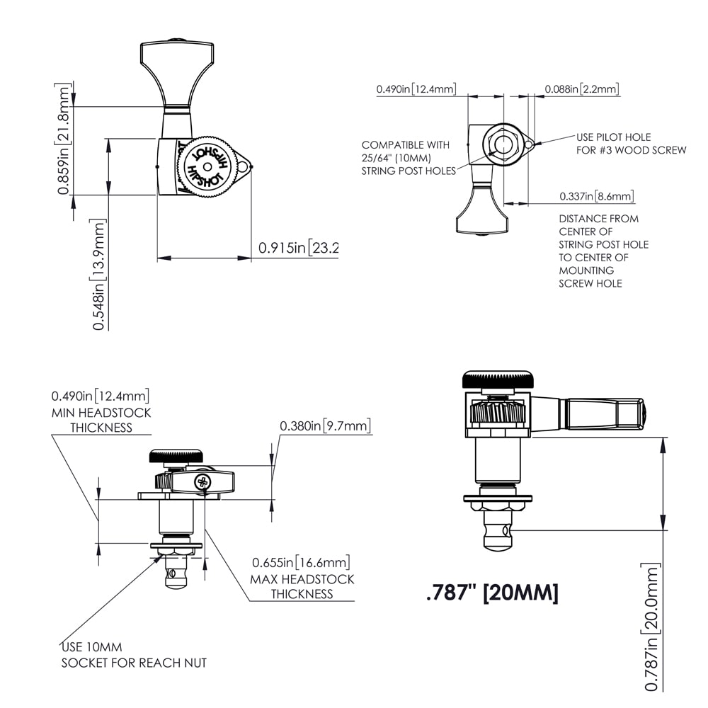 Clavija 1L con Locking. Mod 6GL0C-20. Boton: DHS. Color Chrome5