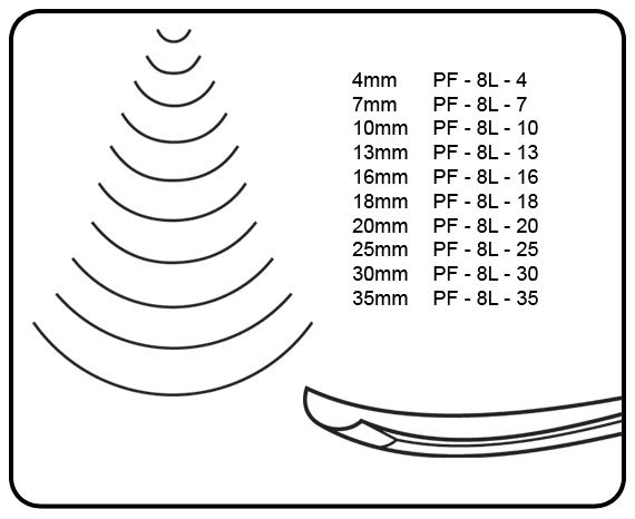 Gubia No 8L Semi Curva de 18 mm de ancho para hacer Cuchara o Cuenco1