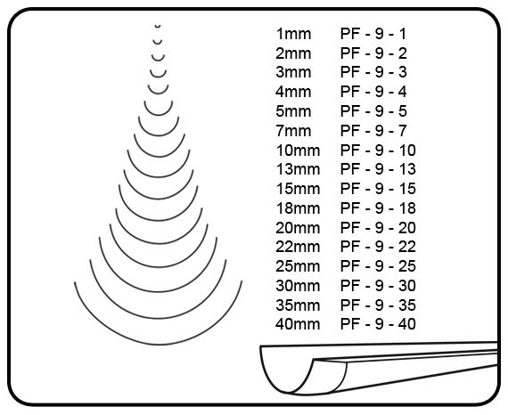 Gubia No 9 Semi Curva de 2 mm de ancho1