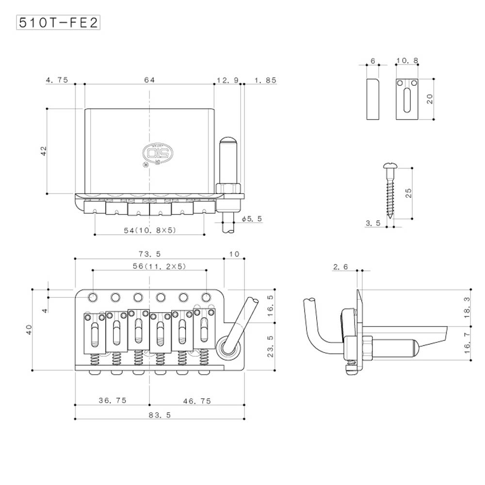 Tremolo Vintage Gotoh 510T-FE2 (54mm) Color Chrome2