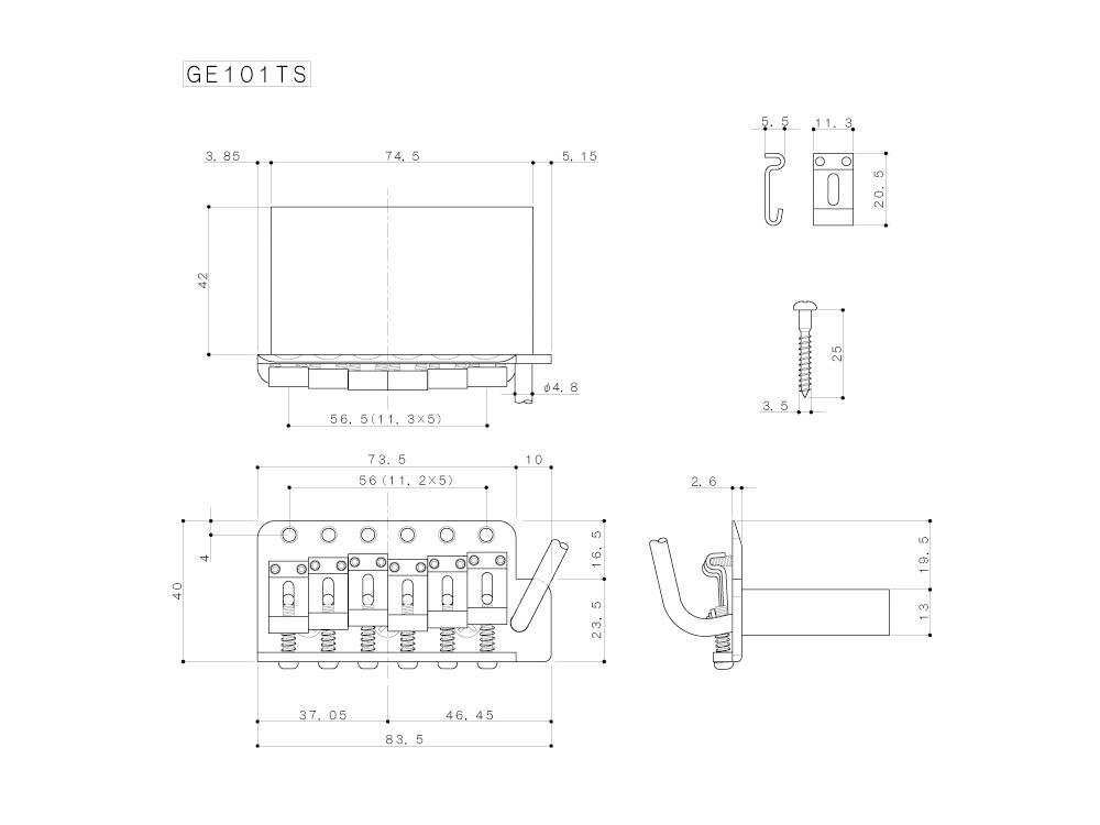 Tremolo Vintage. Mod: GE101TS. Color: Aged Chrome (56 mm)5