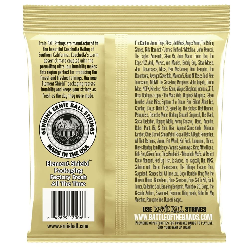 Cuerdas para Guitarra Electroacustica. Mod: 2006. 6-String. Extra Light Earthwood Bronze .010 - .0502