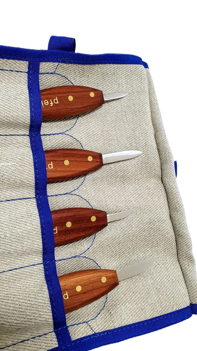 Set de 4 Cuchillos Pfeil Suiza Mod Ro4 dureza Acero Rockwell 57-60 Ideal para Tallado Incluye Estuche10