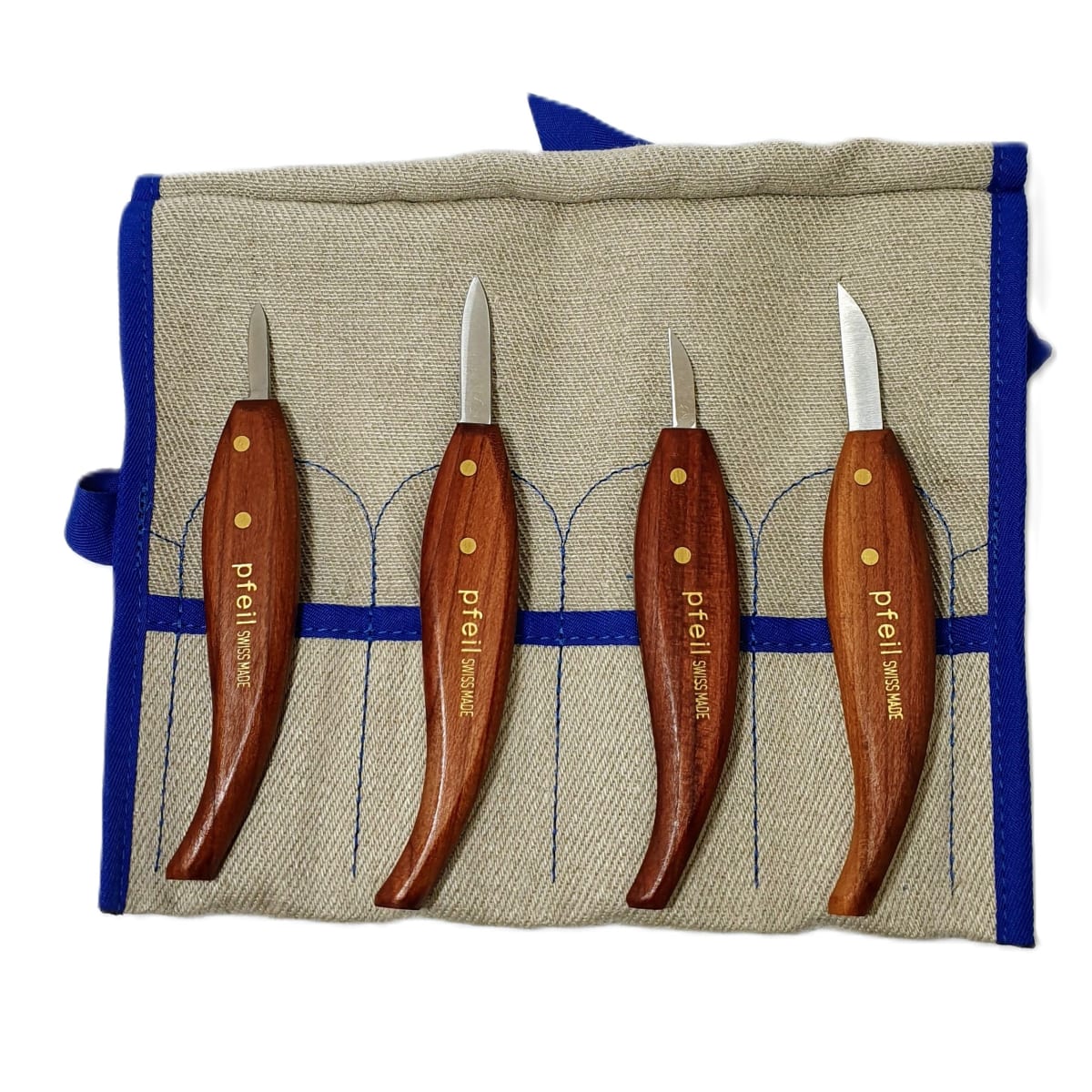 Set de 4 Cuchillos Pfeil Suiza Mod Ro4 dureza Acero Rockwell 57-60 Ideal para Tallado Incluye Estuche4