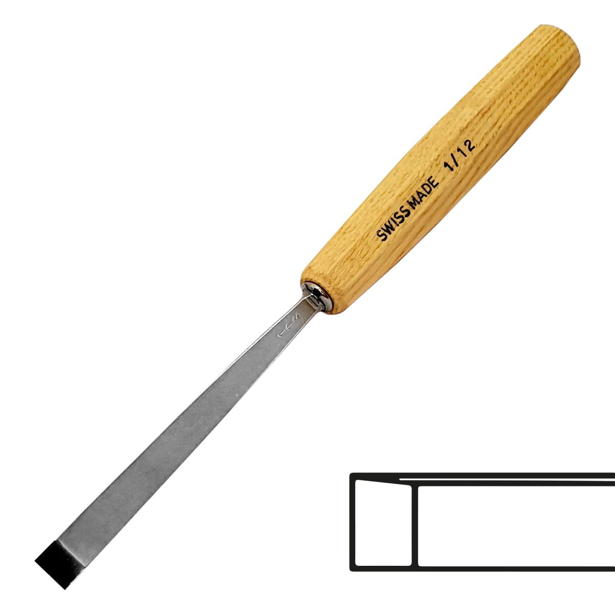 Gubia Pfeil para Tallado de Madera 1 Plana Doble Bisel de 12 mm de ancho 0