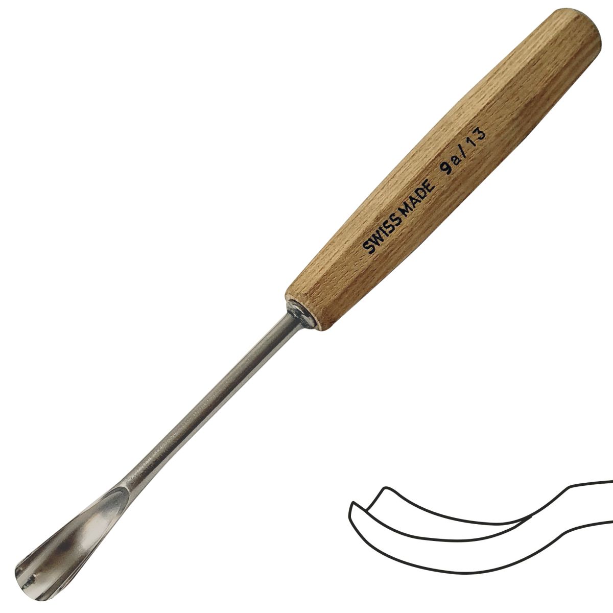 Gubia No 9A Semi Curva Corta de 13 mm de ancho para hacer Cuchara o Cuenco 0