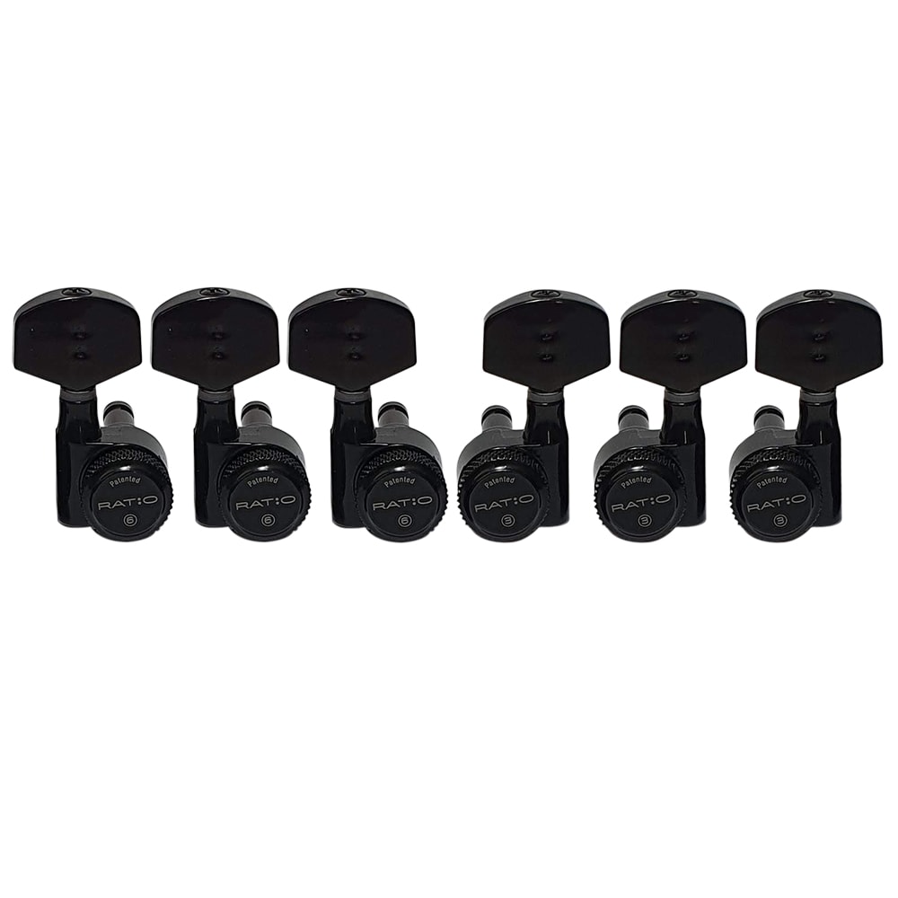 Clavijero 3L+3R con Locking. Mod: PRL-8311-B0. Boton: 07. Color: Black6