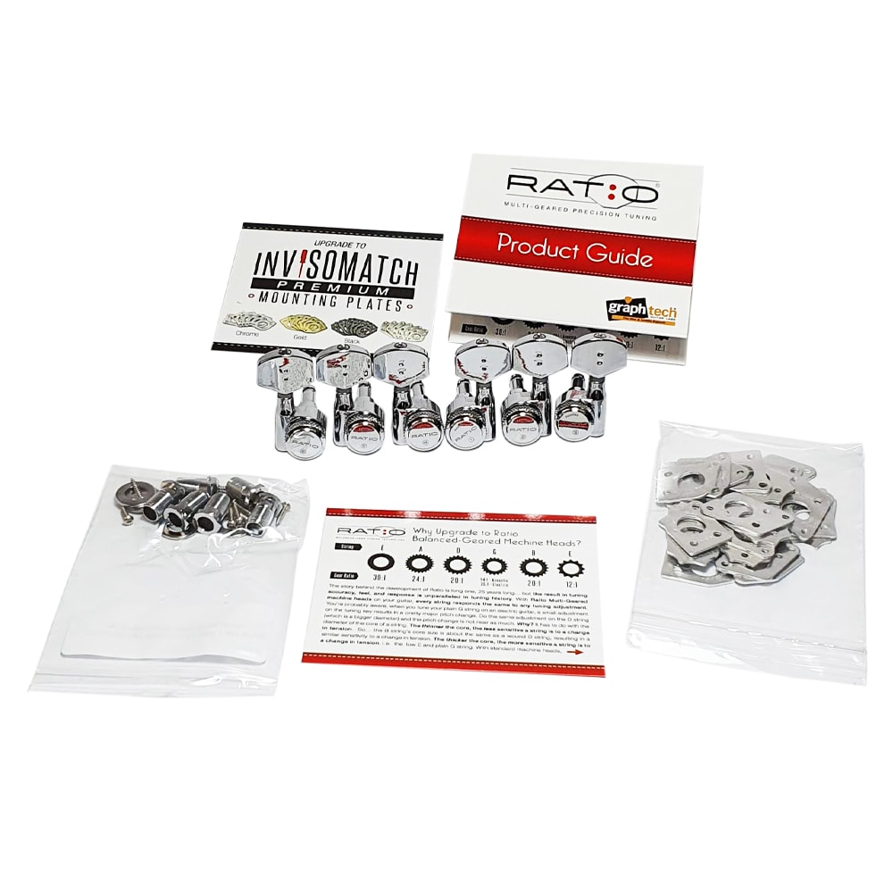 Clavijero 3L+3R con Locking. Mod: PRL-8311-C0. Boton: 07. Color: Chrome2