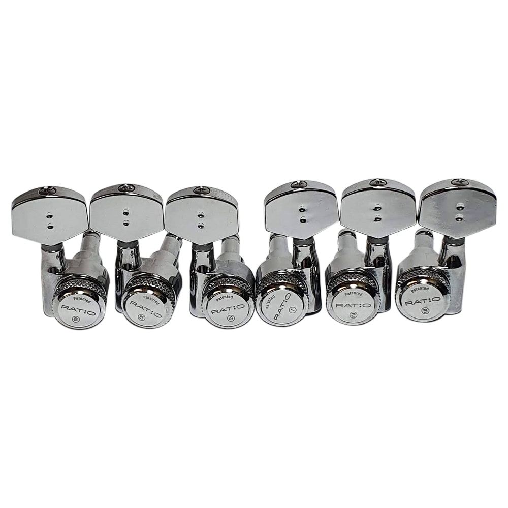 Clavijero 3L+3R con Locking. Mod: PRL-8311-C0. Boton: 07. Color: Chrome3