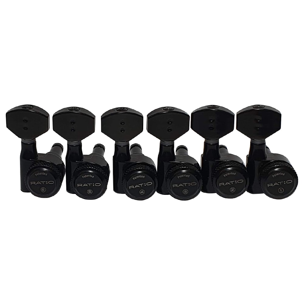 Clavijero 6L con Locking. Mod: PRL-8721-B0. Boton: 07. Color: Black4