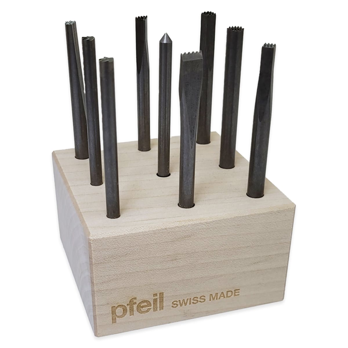 Set Pfeil de Punzones de Madera. Mod: P Satz + Base de Madera 0