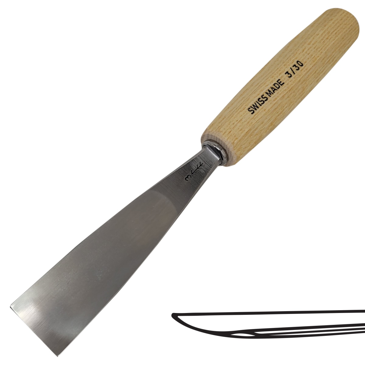 Gubia Pfeil 3 Semi Plana 30 mm de ancho para Tallado de Madera 0