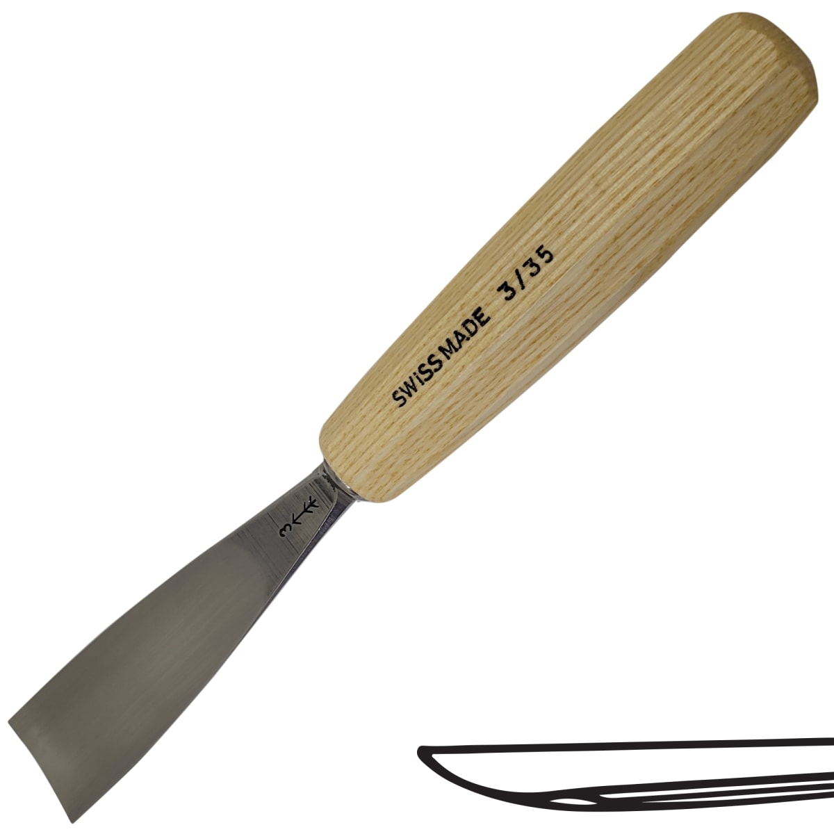 Gubia Pfeil 3 Semi Plana 35 mm de ancho para Tallado de Madera 0