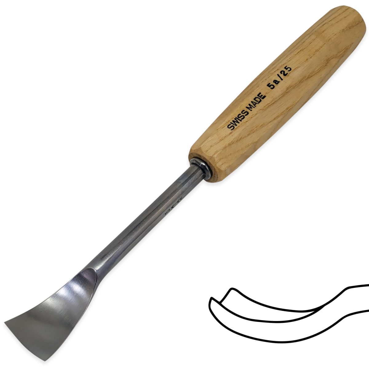 Gubia Pfeil No 5A Semi Plana Corta de 25 mm de ancho para hacer Cuchara o Cuenco 0