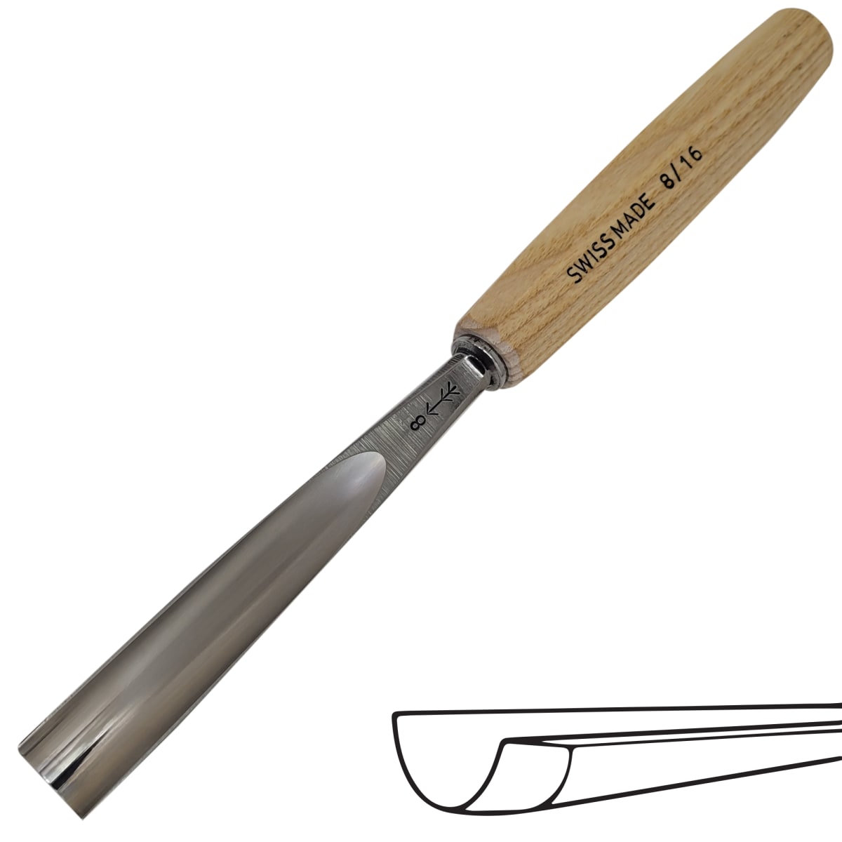 Gubia Pfeil No 8 Semi Curva de 16 mm de ancho 0