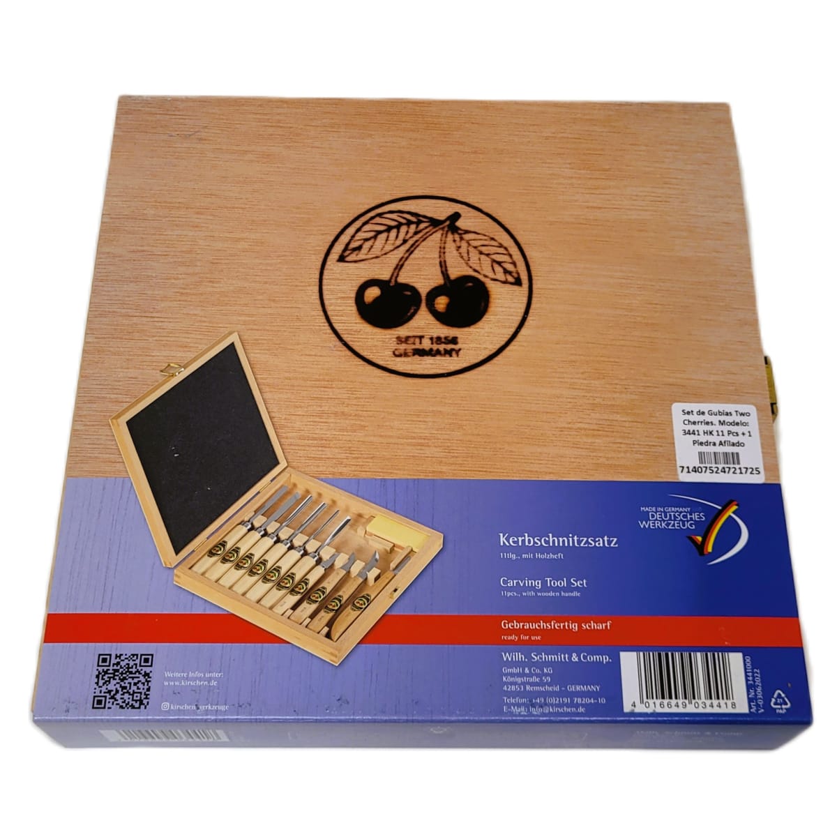 Set 3441 HK de 6 Mini Gubias 4 Cuchillos y 1 Piedra Two Cherries para Xilografia y Tallado28