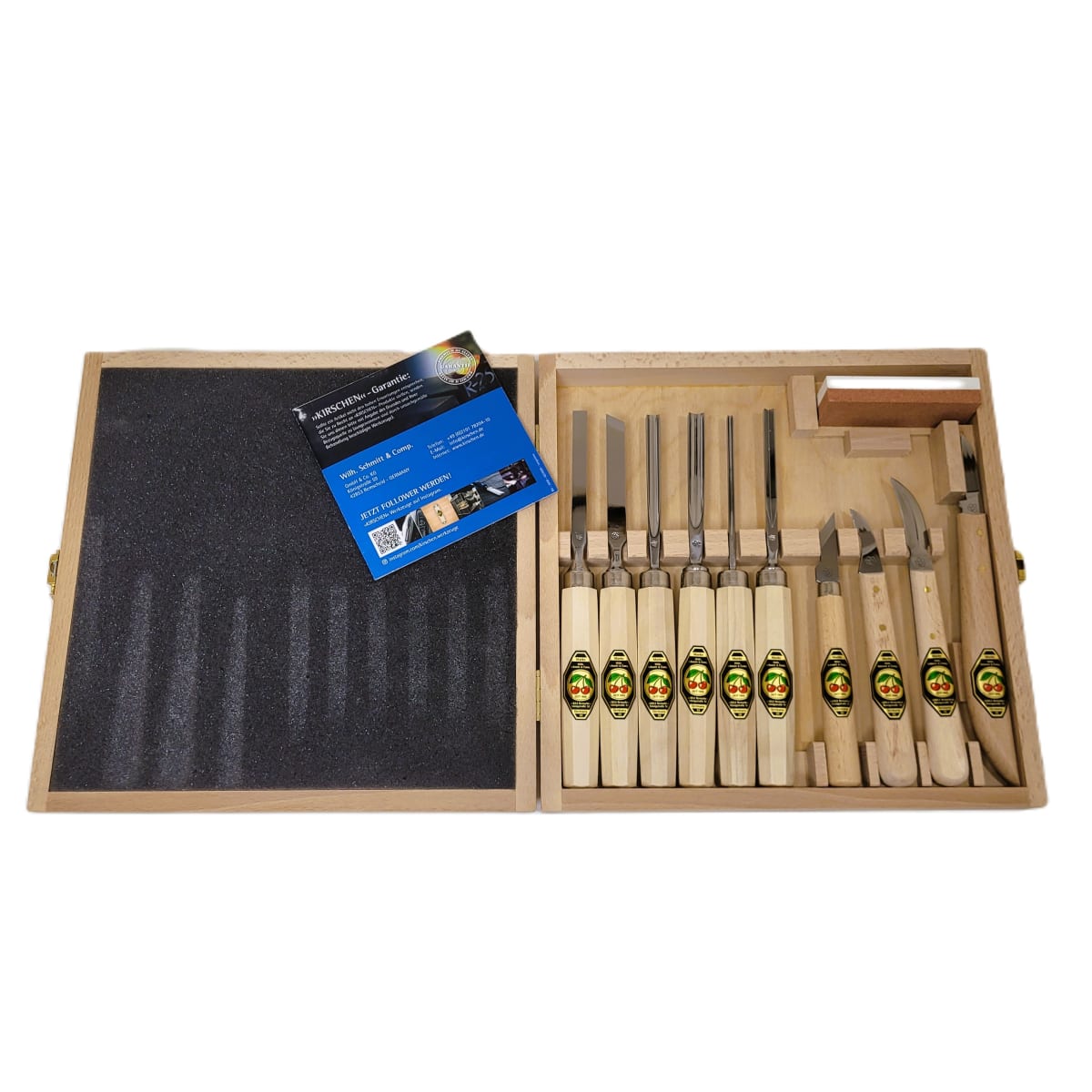 Set 3441 HK de 6 Mini Gubias 4 Cuchillos y 1 Piedra Two Cherries para Xilografia y Tallado21