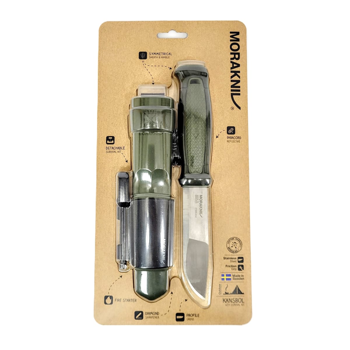 Cuchillo Morakniv Kansbol 13912 (S) Acero Inoxidable con Kit de Supervivencia Green5