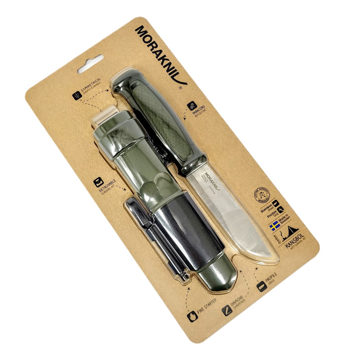 Cuchillo Morakniv Kansbol 13912 (S) Acero Inoxidable con Kit de Supervivencia Green2