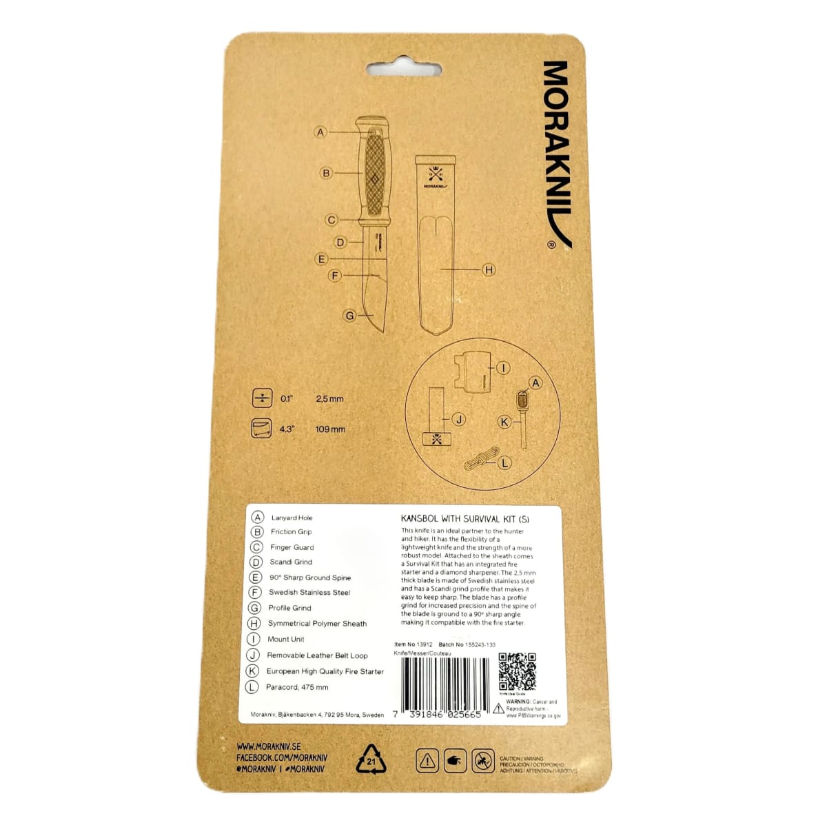 Cuchillo Morakniv Kansbol 13912 (S) Acero Inoxidable con Kit de Supervivencia Green6