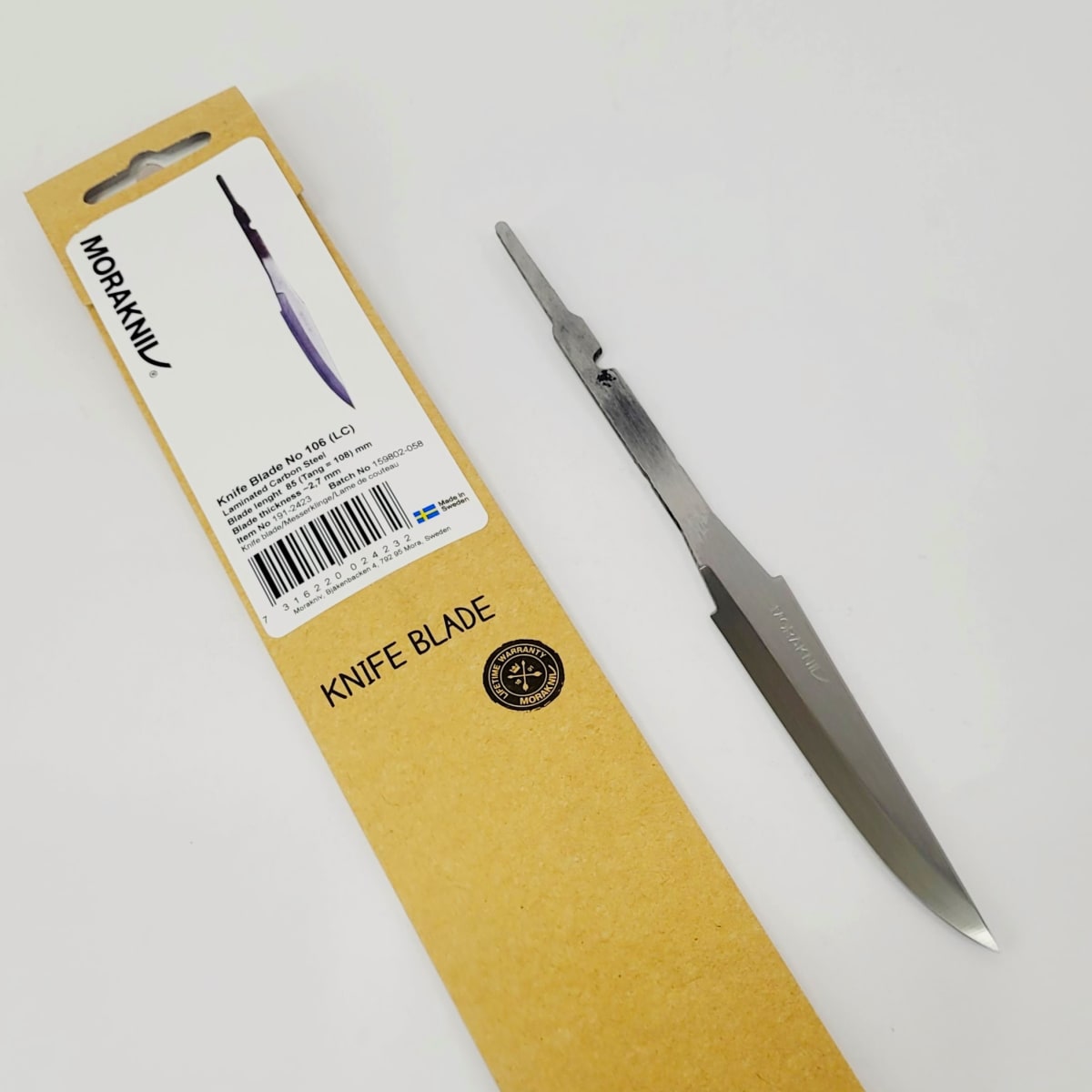 Hoja de Cuchillo Morakniv 191-2423 de 85mm x 2.7mm para Tallado en Madera No 106 (LC) Acero Laminado 0