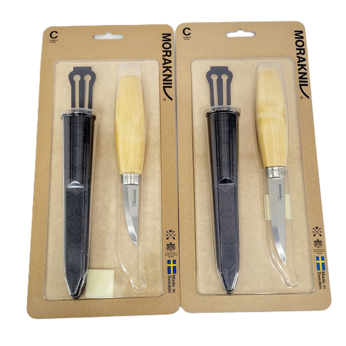 Pack de Cuchillos de Tallado Morakniv 106 (C) y 120 (C) Acero al Carbono con Estuche4