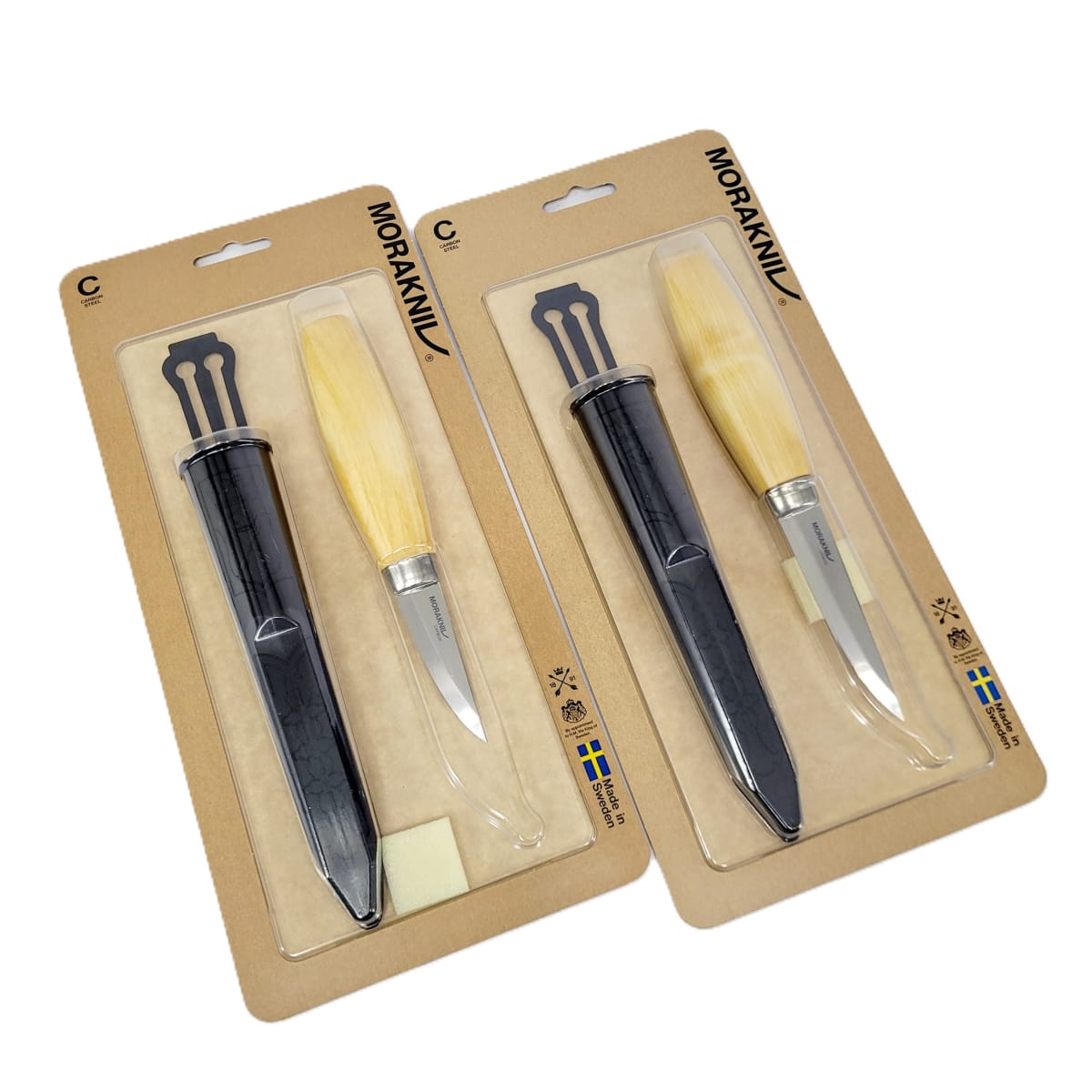 Pack de Cuchillos de Tallado Morakniv 106 (C) y 120 (C) Acero al Carbono con Estuche2