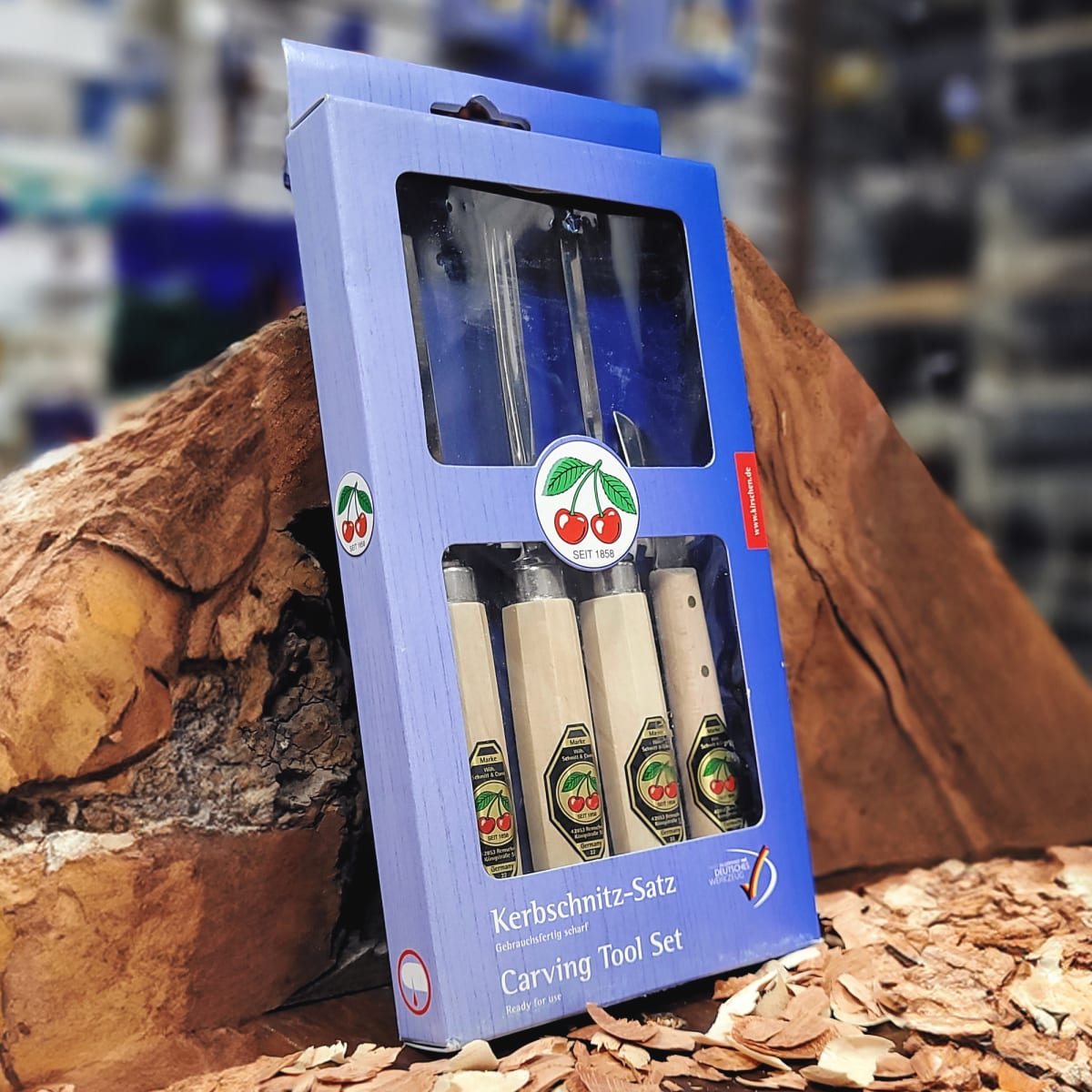 Set 3424 SB de 3 Mini Gubias y 1 Cuchillo Two Cherries para Xilografia y Tallado3