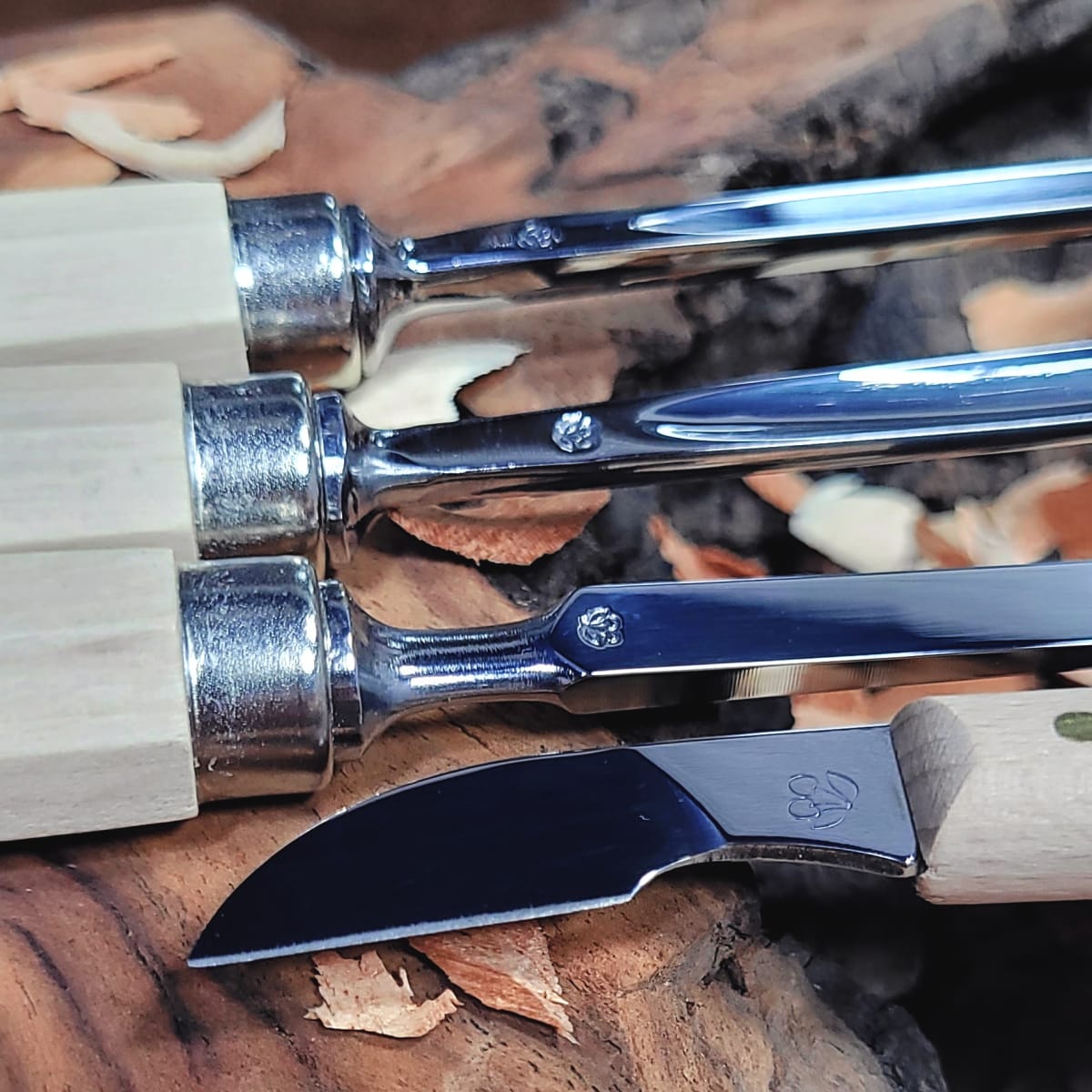 Set 3424 SB de 3 Mini Gubias y 1 Cuchillo Two Cherries para Xilografia y Tallado18