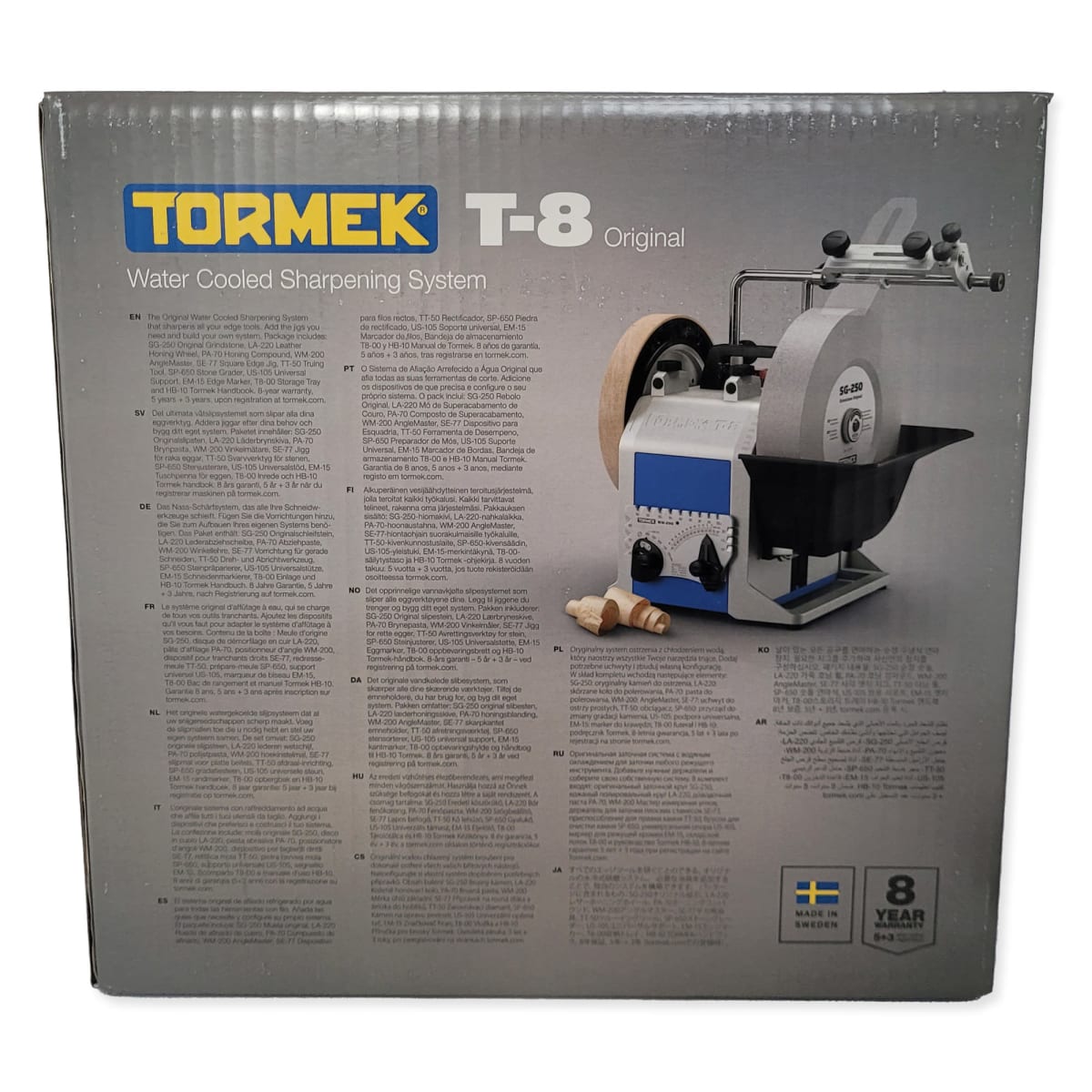 Pack Afiladora Tormek TORMT8 con Kit de Guias de Afilado HTK-1006 y TNT-80822