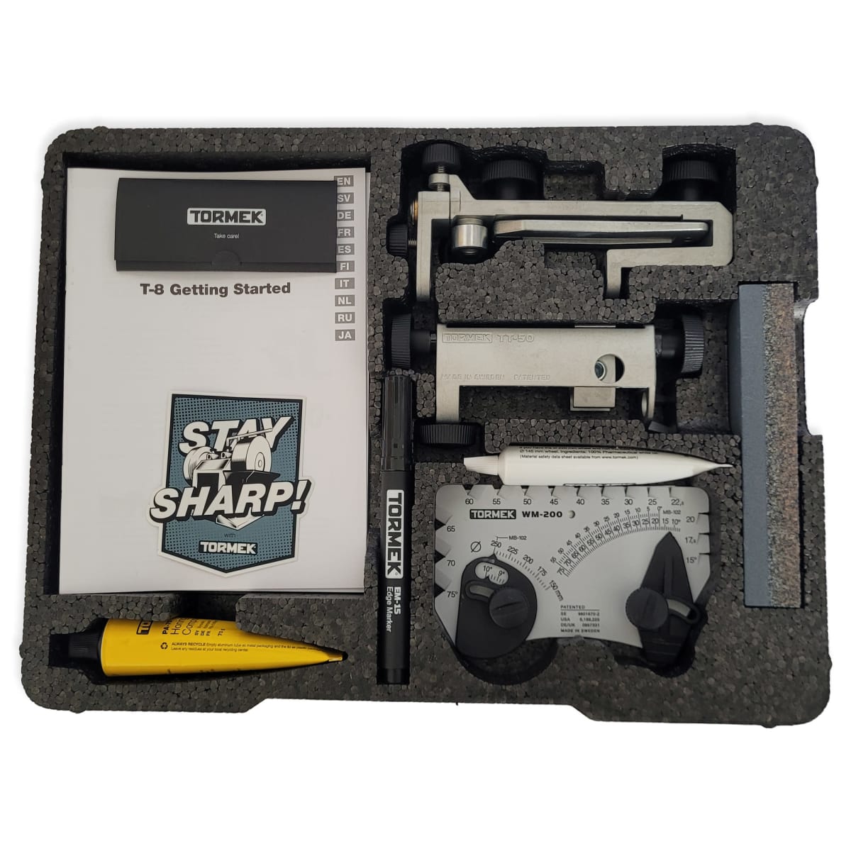 Pack Afiladora Tormek TORMT8 con Kit de Guias de Afilado HTK-1006 y TNT-80820