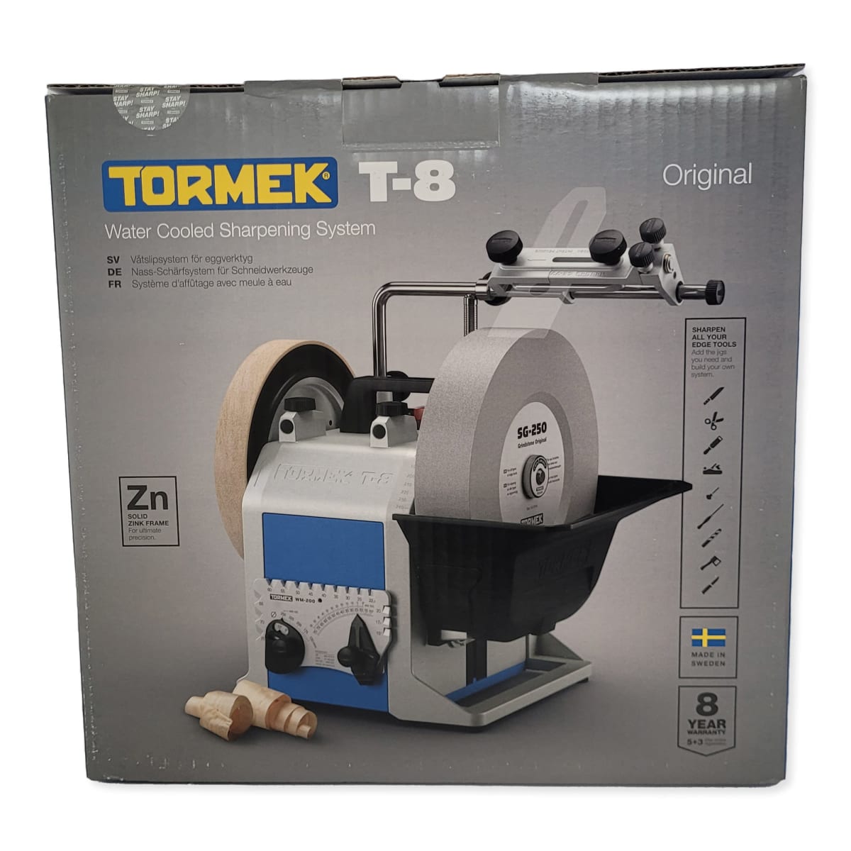 Pack Afiladora Tormek TORMT8 con Kit de Guias de Afilado HTK-1006 y TNT-80811