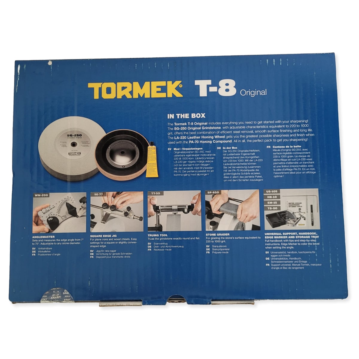 Pack Afiladora Tormek TORMT8 con Kit de Guias de Afilado HTK-1006 y TNT-80810