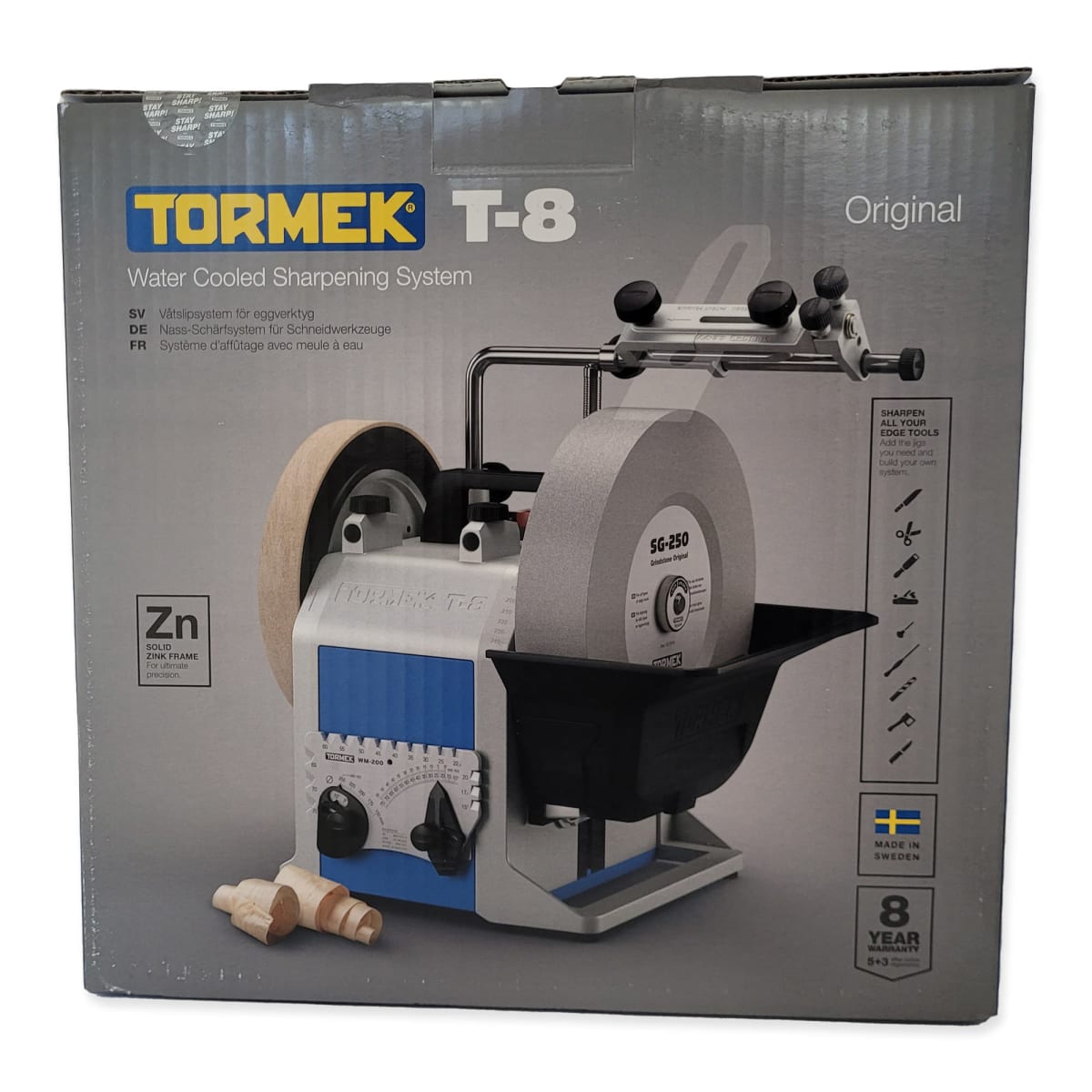 Pack Afiladora Tormek TORMT8 con Kit de Guias de Afilado HTK-1006 y TNT-8089