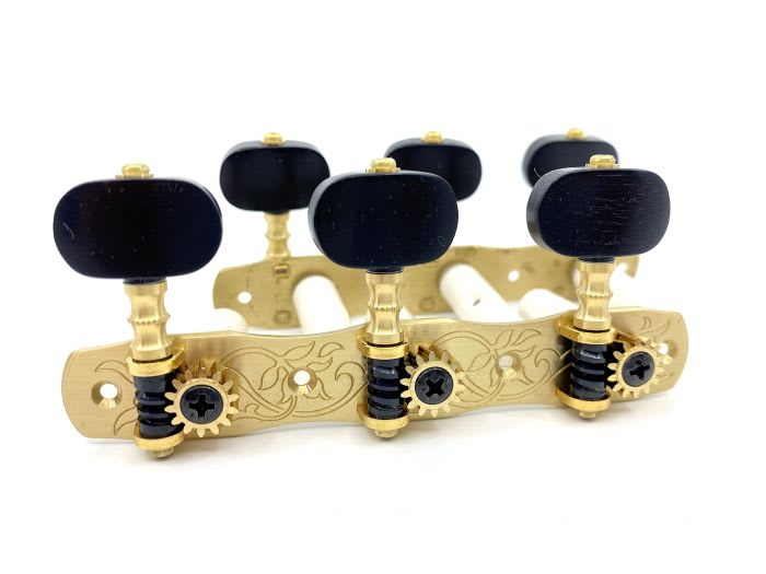 Clavijero Guitarra Clásica Gotoh 3L+3R Gold 35G1800-EN Bronce Sólido y Botón de Madera Ebano Negro 0