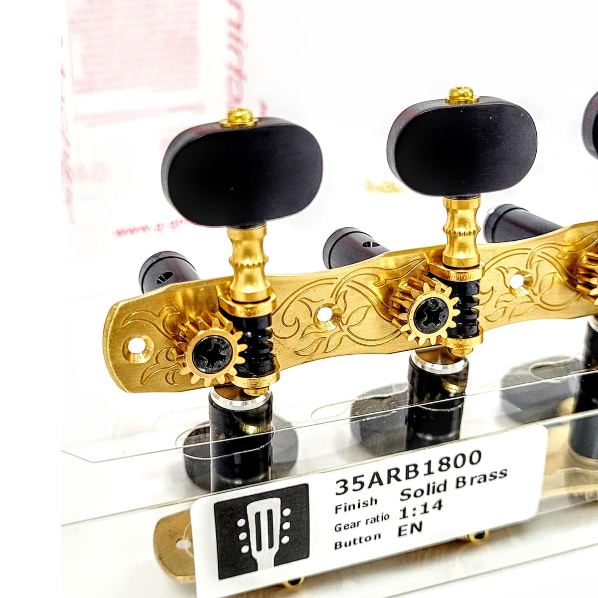 Clavijero Guitarra Clásica Gotoh 3L+3R Gold 35ARB1800-EN Gold y Botón de Madera Negro2