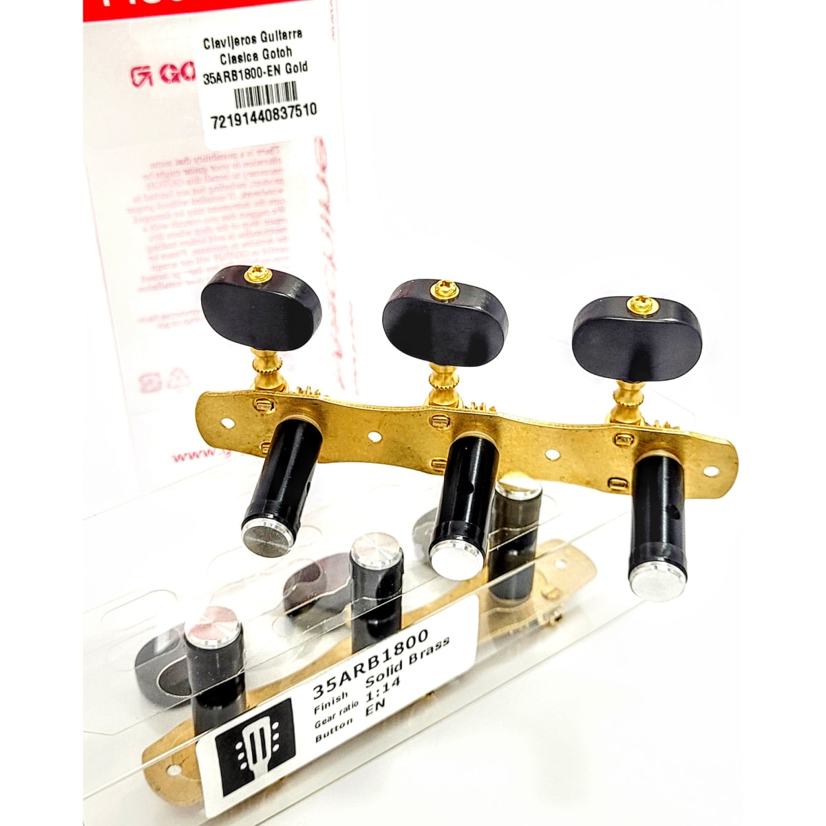 Clavijero Guitarra Clásica Gotoh 3L+3R Gold 35ARB1800-EN Gold y Botón de Madera Negro6