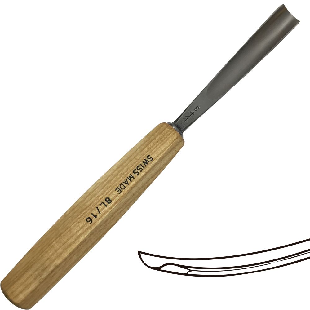 Gubia No 8L Semi Curva de 16 mm de ancho para hacer Cuchara o Cuenco 0