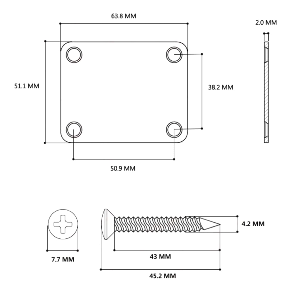 Neck Plate. Mod: NP-CF. Color: Chrome con Grabado3