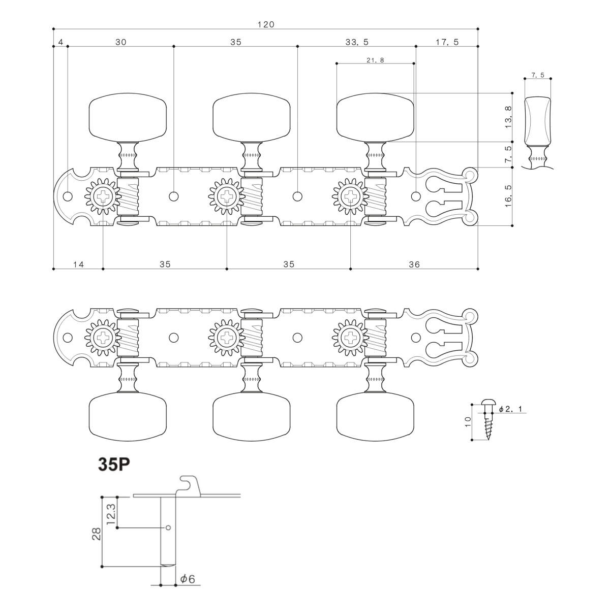 Clavijeros Guitarra Electroacustica. Gotoh 35P450 Nickel8