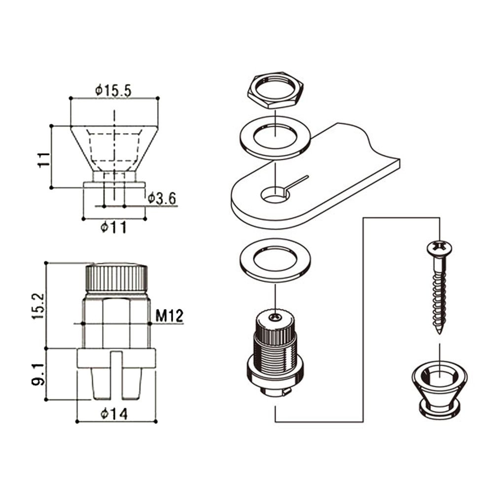 Strap Pin Locking. Cosmo Black. EPR-2 (1 pc)2