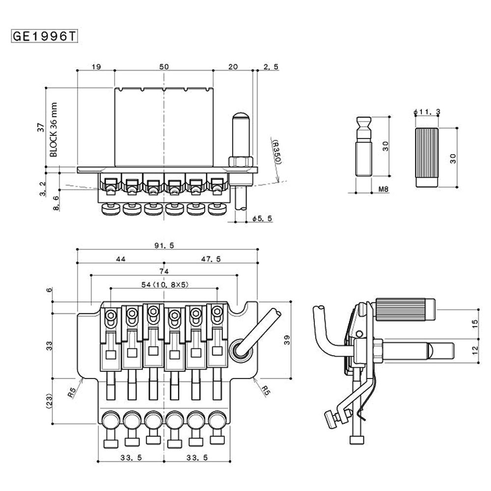 Floyd Rose. Mod: GE1996T. Color: Chrome con Bloque de 36 mm6