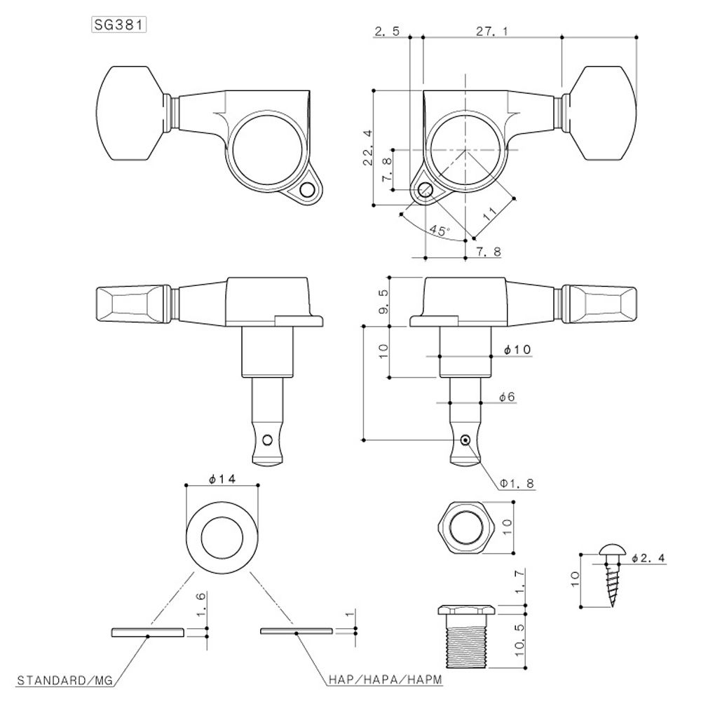 Clavijero 3L+3R Gold SG381-044